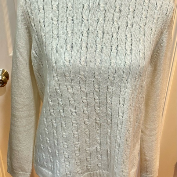 Talbots White Cable Knit Sweater, Size LP - Picture 7 of 7